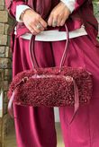 Hicks Shearling Barrel Bag Burgundy